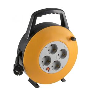 Home HJR 3-10 kábeldob, 10 m, IP20 kivitel, műanyag tartó, H05VV-F 3G1,0 mm2 kábel, max. 2300 W, védőkapcsoló, 4 védőérintkezős aljzat 143613673 - Hosszabbító