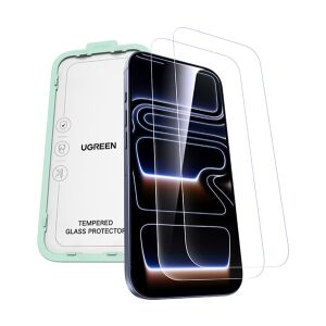 UGREEN SP1143 képernyővédő üveg 2db (2.5D, 0.33mm, 9H + segédkeret) ÁTLÁTSZÓ Apple iPhone 17 Pro Max 143615598 - Ugreen