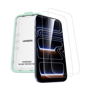 UGREEN SP1144 képernyővédő üveg 2db (2.5D, 0.33mm, 9H + segédkeret) ÁTLÁTSZÓ Apple iPhone 17 Pro 143615624 - Ugreen