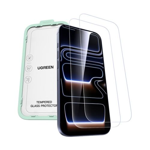 UGREEN SP1144 képernyővédő üveg 2db (2.5D, 0.33mm, 9H + segédkeret) ÁTLÁTSZÓ Apple iPhone 17 Pro 143615624