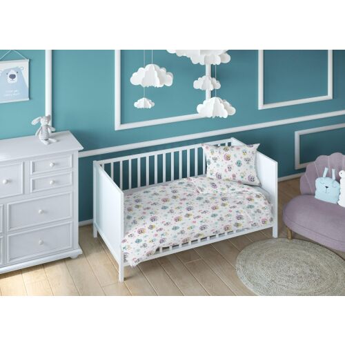 Pamut ágynemű 140x200 állat a Holdon fehér színes gyerekcipzár 3809 D KARO Dreamland 143628632