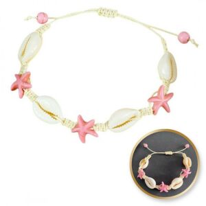 2 az 1-ben láb és kéz karkötő zsinórral, kagylókkal és tengeri csillaggal B543R
