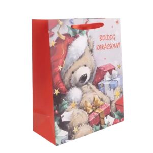 Maci Weihnachtsgeschenktüte mit Teddybär und Geschenken, 26x32 cm - Geschenkverpackungen