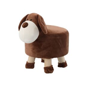 Taburet Copii Scaun Câine, 28x25 cm, taburet pluș maro pentru copii - Otomane și suporturi pentru picioare