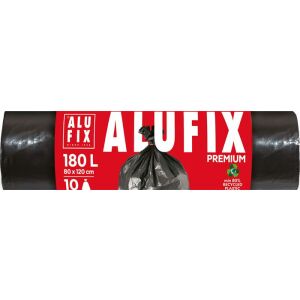 Szemeteszsák 180 l, 10 db, 80x120 cm, 45 µ, ALUFIX, fekete 143646439 - Alufix