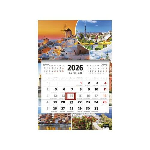 Naptár, speditőr, három hónapos, egy tömbös, TOPTIMER, "Városok" 143646872