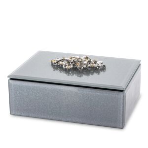 Vetrario design szögletes szürke ékszeres doboz ezüst kövekkel rakott dísszel 6x11x16cm 143655108 - Ékszertároló