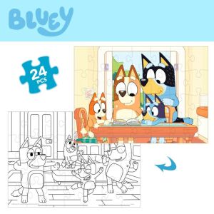 Gyermek Puzzle Bluey Kétoldalú 24 Darabok 50 x 35 cm (12 egység) 143659303 - Puzzle & Kirakó