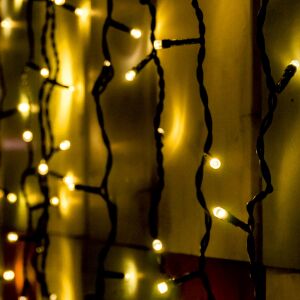 Home KSF 204/WW LED-es fényfüggöny, 2x2 m / 204 db melegfehér LED, állófényű, fekete vezeték, sorolható, kül- és beltéri kivitel 143672489 - Fényfüzér