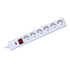 Home NVT 06K/WH túlfeszültség védett hálózati elosztó, 1,5 m, kapcsolós, H05VV-F 3G1,5 mm2 kábel, IP20 kivitel, 6 aljzat, max. 3500W 143672677 - Home by Somogyi