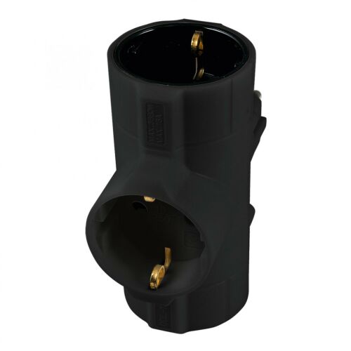 Home TPF-26/BK hálózati elosztó, T-alakú, 3 földelt aljzat gyermekvédelemmel, max. 3680W, fekete 143672761