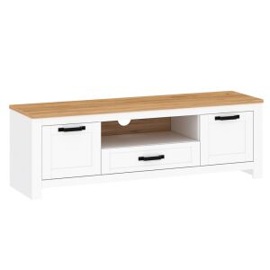 RTV asztal, fehér alba/tölgy craft arany, LANZETTE B 143673030 - TV- és médiatároló bútor