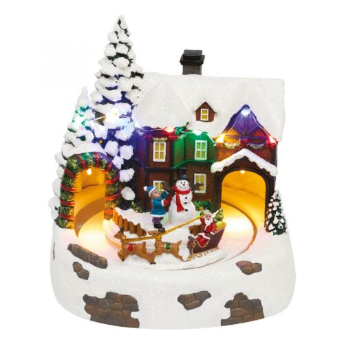 Home DRM 15 dioráma, havas ház, színes LED, rénszarvasszán, beltéri 143673253