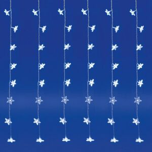 Home KAF 48L LED-es csillag fényfüggöny, 1,5x1 m / 48 db hidegfehér LED csillag figurákban, átlátszó vezeték, hálózati adapter, beltéri kivitel 143673340 - Fényfüzér