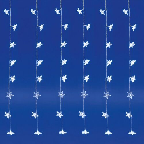 Home KAF 48L LED-es csillag fényfüggöny, 1,5x1 m / 48 db hidegfehér LED csillag figurákban, átlátszó vezeték, hálózati adapter, beltéri kivitel 143673340