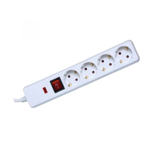 Home NVT 04K/WH túlfeszültség védett hálózati elosztó, 1,5 m, kapcsolós, H05VV-F 3G1,5 mm2 kábel, IP20 kivitel, 4 aljzat, max. 3500W 143673450