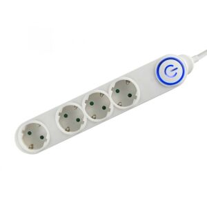 Home NV 04TK/WH talpkapcsolós elosztó világító kapcsolóval, 1,5 m, H05VV-F 3G1,0 mm2 kábel, 4 aljzat gyermekvédelemmel, max. 3500W, fehér 143673512 - Home by Somogyi