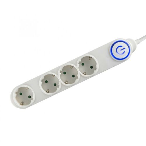 Home NV 04TK/WH talpkapcsolós elosztó világító kapcsolóval, 1,5 m, H05VV-F 3G1,0 mm2 kábel, 4 aljzat gyermekvédelemmel, max. 3500W, fehér 143673512