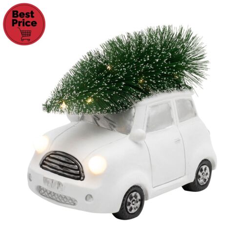 Home KDCA 15 LED-es kerámia fehér autó figura, beltéri kivitel, 11 db LED 143673774