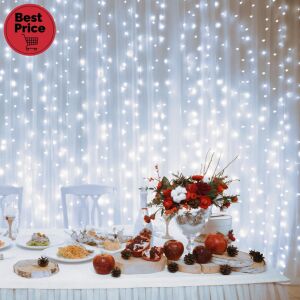 Home DLFC 600/WH LED-es cluster fényfüggöny, 2,7x0,6 m / 600 db hidegfehér LED, állófényű, fehér vezeték, sorolható, kül- és beltéri kivitel