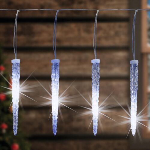 Home KJL 360 LED-es jégcsap fényfüzér, 5,32x0,36 m/360 db hidegfehér LED, 15 db jégcsap, átlátszó vezeték, fényjáték, kül- és beltéri