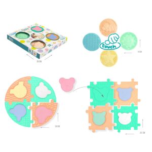 MOCHTOYS Play&amp;Squish szenzorikus szőnyeg -kerek tapilapok ÉS PUZZLE 4+4db PASZTELL