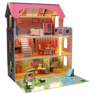 Lulilo Gardeno fa babaház kerti bútorokkal 70cm rózsaszín LED