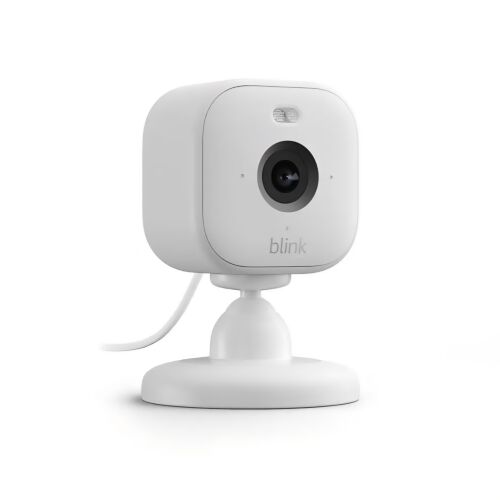 Интелигентна камера за наблюдение Blink Mini 2, Full HD, цветно нощно виждане, детекция на движение, двупосочно аудио, съвместима с Alexa, бяла