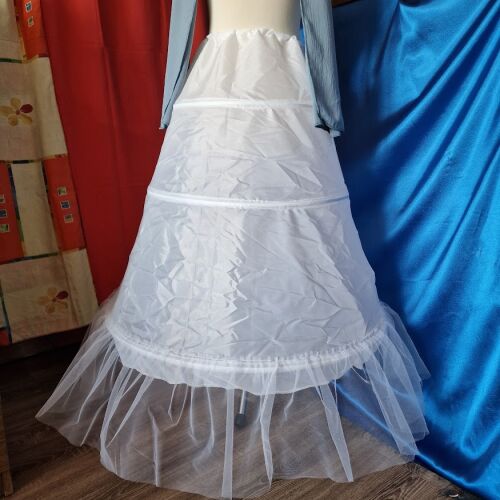 ESKÜVŐ ASZ72 - 3 körös fehér selyem menyasszonyi alsószoknya, abroncs tüll fodros 143685673