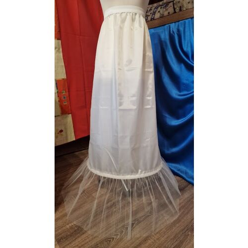 ESKÜVŐ ASZ90 - 52cm-es 1 körös fodros ekrü selyem menyasszonyi alsószoknya, abroncs tüll fodorral 143685819