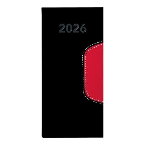 Zsebnaptár, fekvő elrendezésű, DAYLINER, "Memphis", fekete-piros 143691860