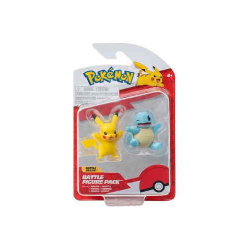 Pokémon figura szett - Pikachu és Squirtle akciófigurák - Kártyajáték