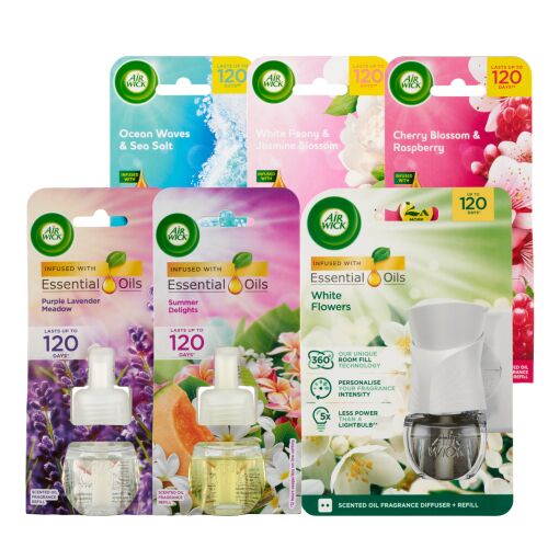 Air Wick Elektromos légfrissítő utántöltő csomag, Fehér virágok készülékkel