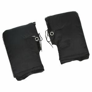 Motorrad-Lenkerhandschuhe, Winddichte Fäustlinge, Winterwarme Lenkerabdeckungen, Schwarz, Großer Mund