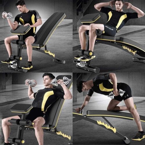 Klappbare Fitnessbank mit Hanteln 143694467