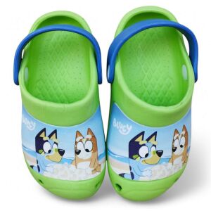 Dječje natikače Nickelodeon Bluey Clog - Zelene s plavim remenom - Prednji pogled - Dječja cipela