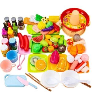 Spielzeug-Lebensmittelset, 73-teilig, sicheres Material, waschbares Gemüse für Kinder, Kochen, Rollenspiele