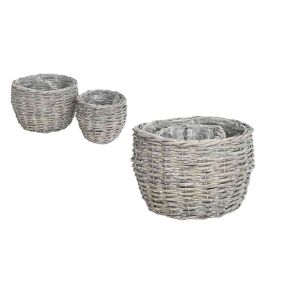 Vessző Kaspó Szürke S/2 90-22-110 - D26*H19 D17*H16cm