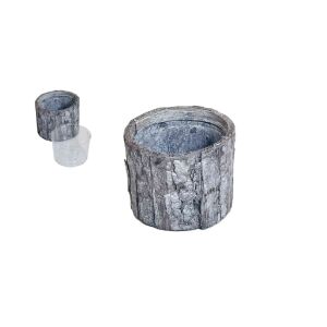 Kaspó Fakéreg Henger Szürke 66-F24/GREY - D8*H7cm