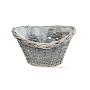 Vessző Kaspó Csónak Szürke 90-22-40 - 24*16*H13/16cm