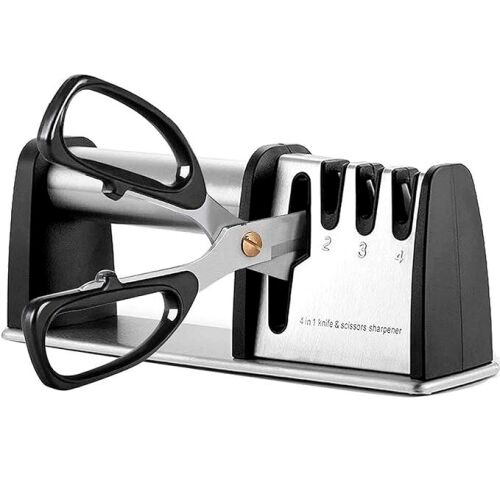 Ostrzałka do noży i nożyczek, plastik ABS, stal spożywcza, 4 otwory 143697540