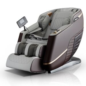 Pepita 6606 PRO teljes testes masszázsfotel, szürke és barna, ferde nézet - Masszázsfotel