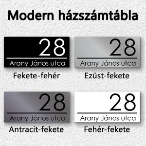 Modern házszámtábla – letisztult design – elegancia és tartósság több színben - 35x16 cm