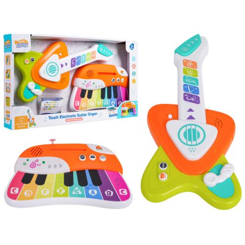 Első Hangszerkészlet játék gitár és szintetizátor szett, zenei tanulójáték kisgyermekeknek