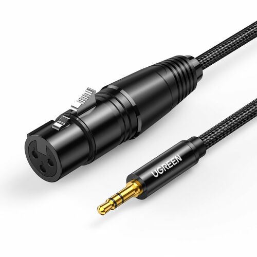 3,5 mm-es mini jack (apa) – XLR (anya) audiokábel, 1 m, fekete 143705785 - Jack kábel