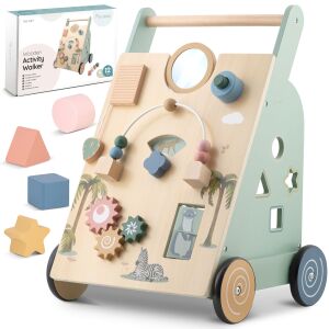 Nukido Holz Lauflernwagen NK-857 mit Formensortierer und interaktiven Elementen - Babywalker, Lauflernhilfen und Entwicklungsspiele für Kleinkinder