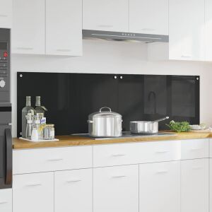 vidaXL Konyhai splashback Fekete 90 x 50 cm edzett üveg 143724910 - Főzőlap kiegészítő