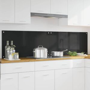 vidaXL Konyhai splashback Fekete 100 x 50 cm edzett üveg 143725403 - Főzőlap kiegészítő