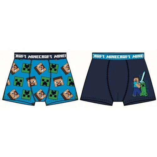 Két pár Minecraft fiú boxeralsó: pixel mintás és Steve/Creeper mintás - Gyerek bugyi, alsónadrág