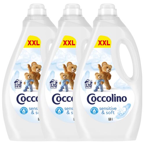 Coccolino Sensitive Pure fabric softener 3x3000ml, gentle on sensitive skin